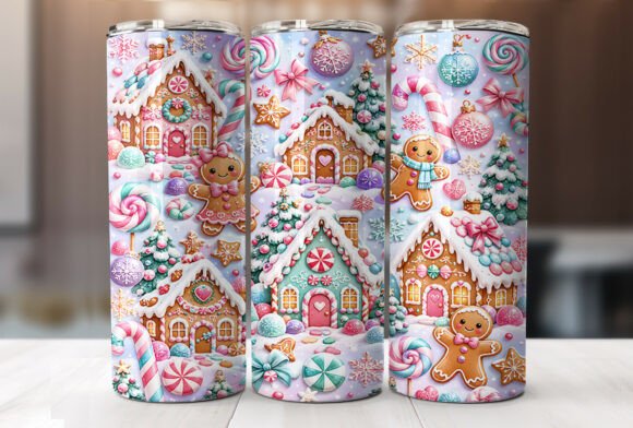 Pastel Gingerbread Christmas Tumbler PNG