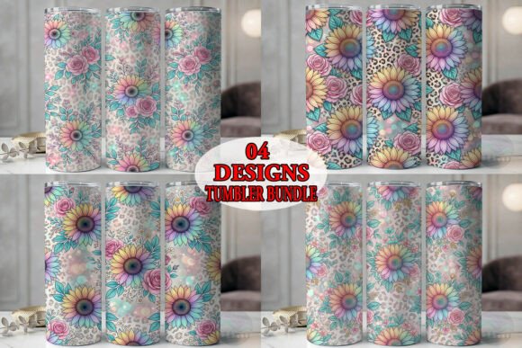 Pastel Sunflower Leopard Tumbler Bundle