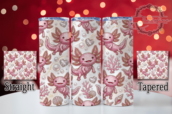 Pink Axolotl Rhinestone 20oz Tumbler