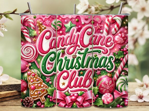 Pink Candy Cane Xmas Club Tumbler Wrap