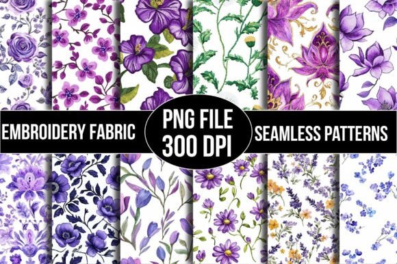 Purple Floral Embroidery Fabric