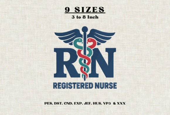 RN Registered Nurse Embroidery Design