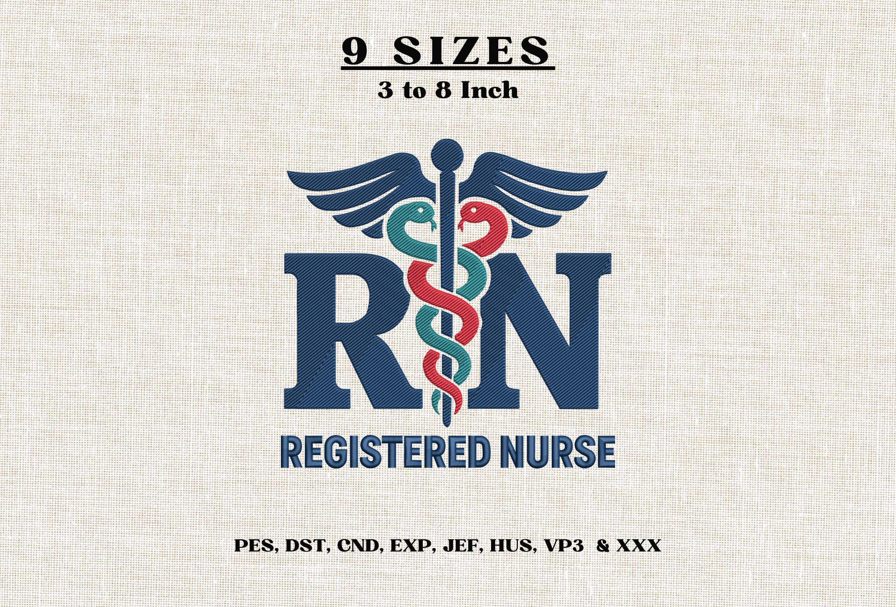 RN Registered Nurse Embroidery Design
