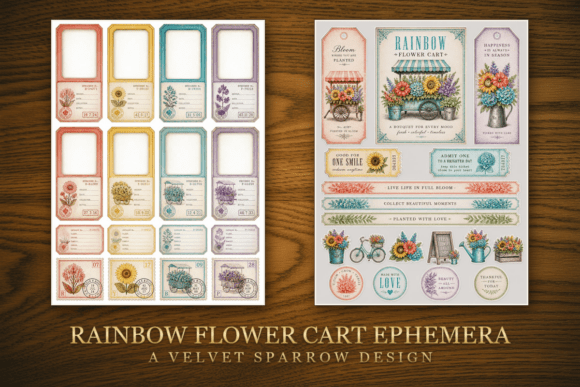 Rainbow Flower Cart Ephemera