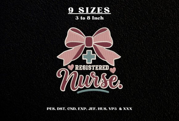 Registered Nurse Bow Embroidery Design