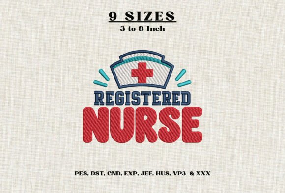 Registered Nurse Cap Embroidery Design