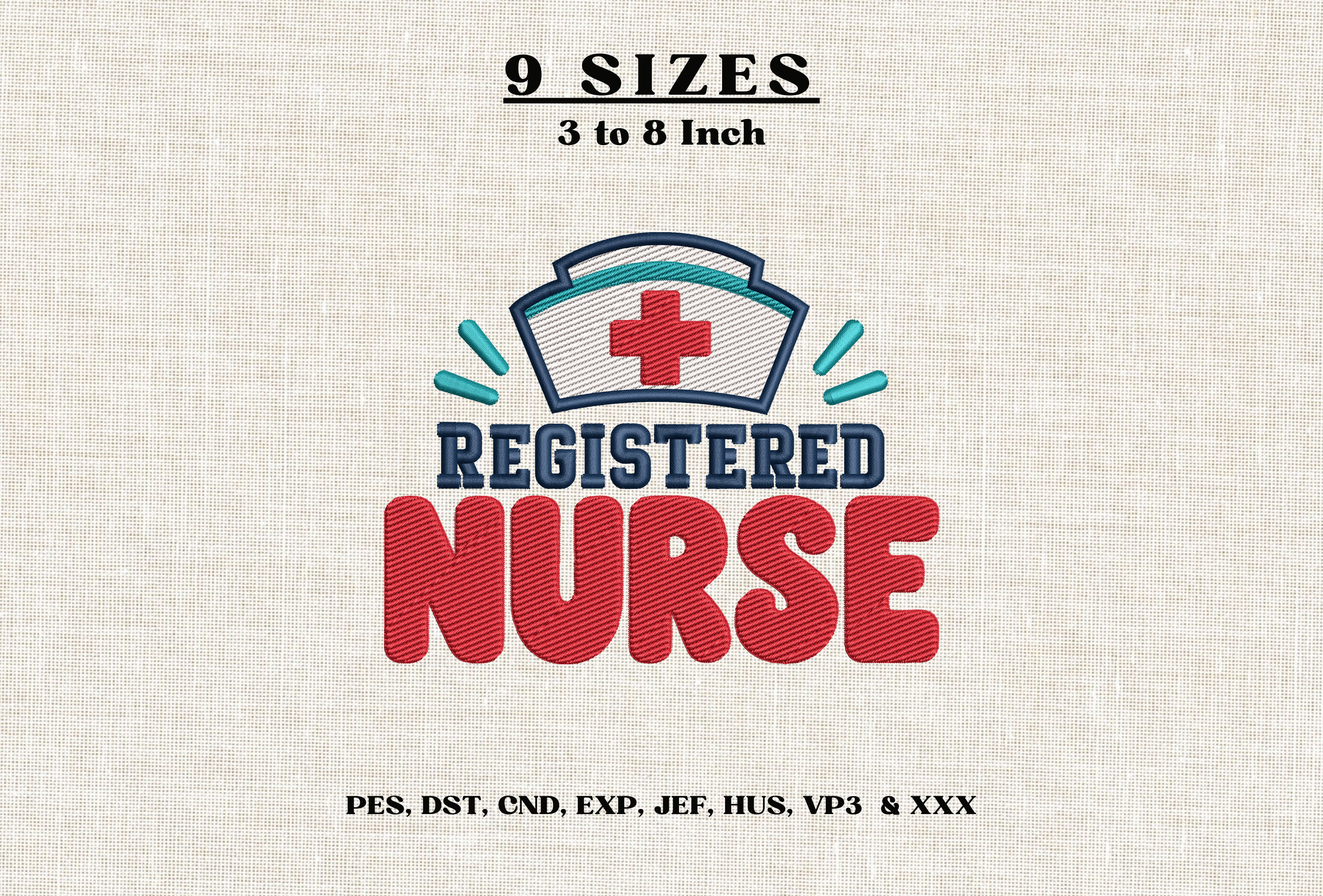 Registered Nurse Cap Embroidery Design