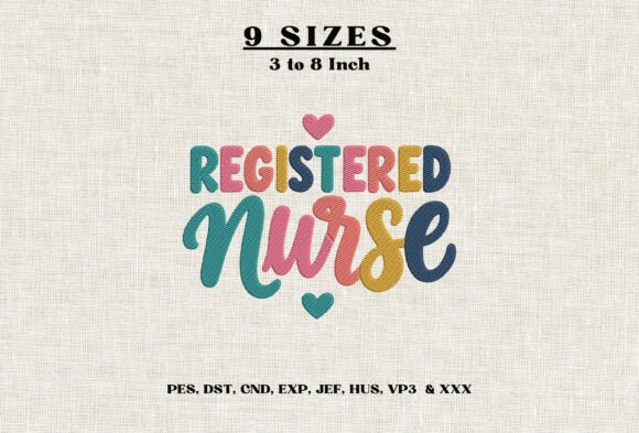Registered Nurse Embroidery Design DST
