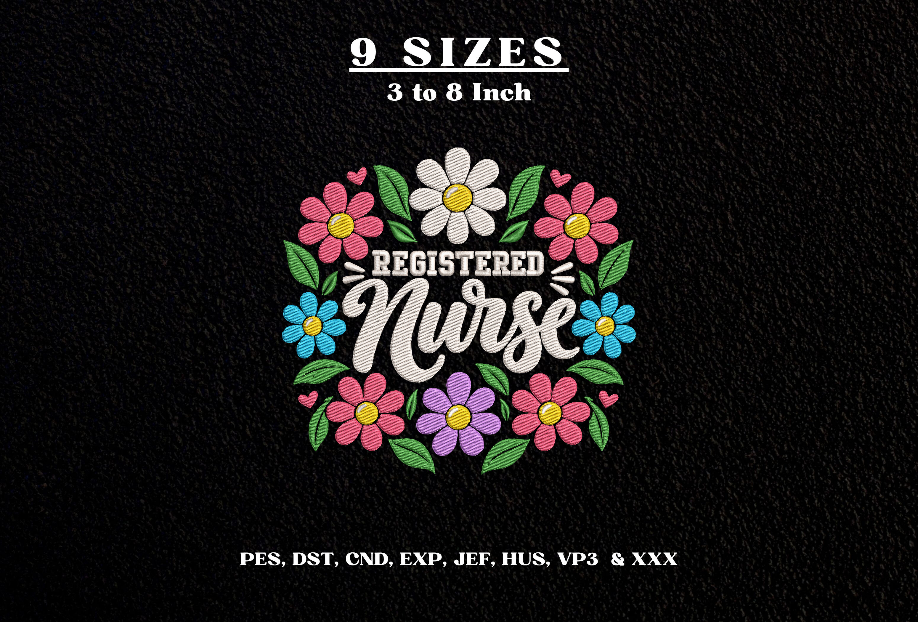 Registered Nurse Floral Embroidery Dst