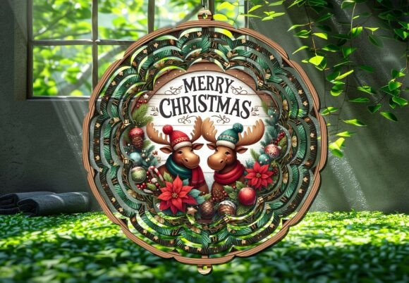 Reindeer Merry Christmas Wind Spinner