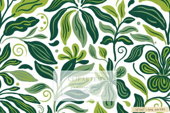 Sage Green Leaf Seamless Repeat Pattern