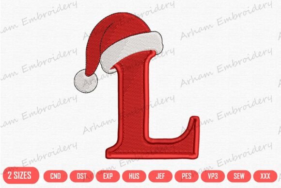 Santa Hat Monogram Alphabet L