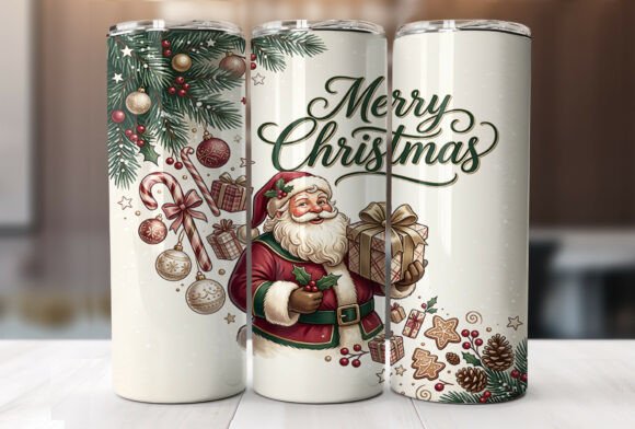 Santa Merry Christmas 20oz Tumbler Wrap