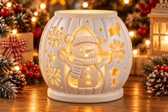 Snowman Tealight Holder STL – Christmas 3D Print File - Image 1