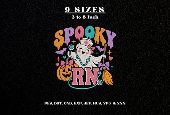 Spooky RN Embroidery Design Halloween
