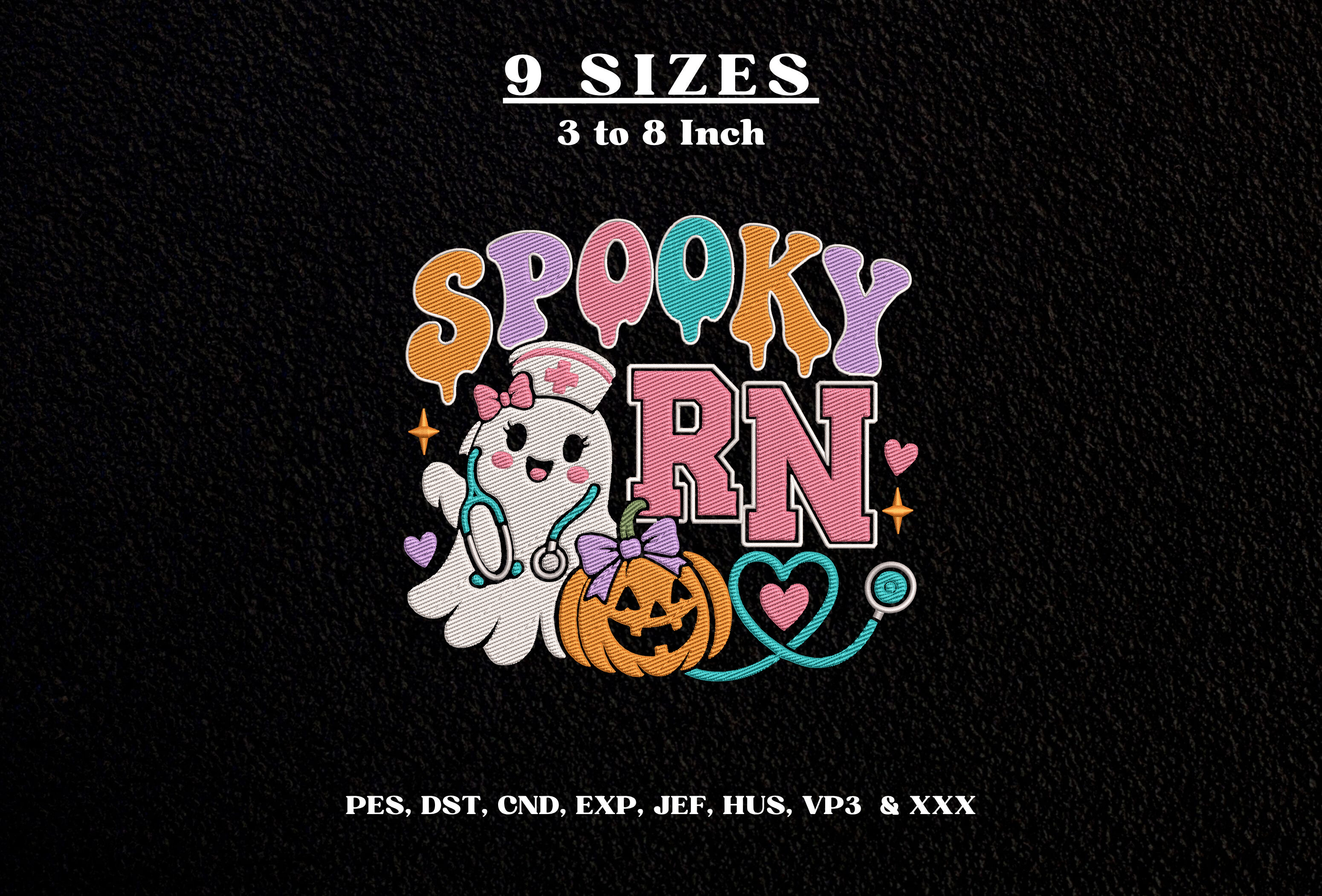 Spooky RN Embroidery Design Halloween