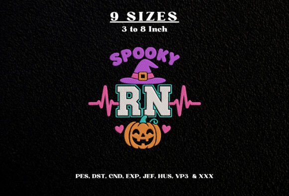 Spooky RN Halloween Embroidery Design