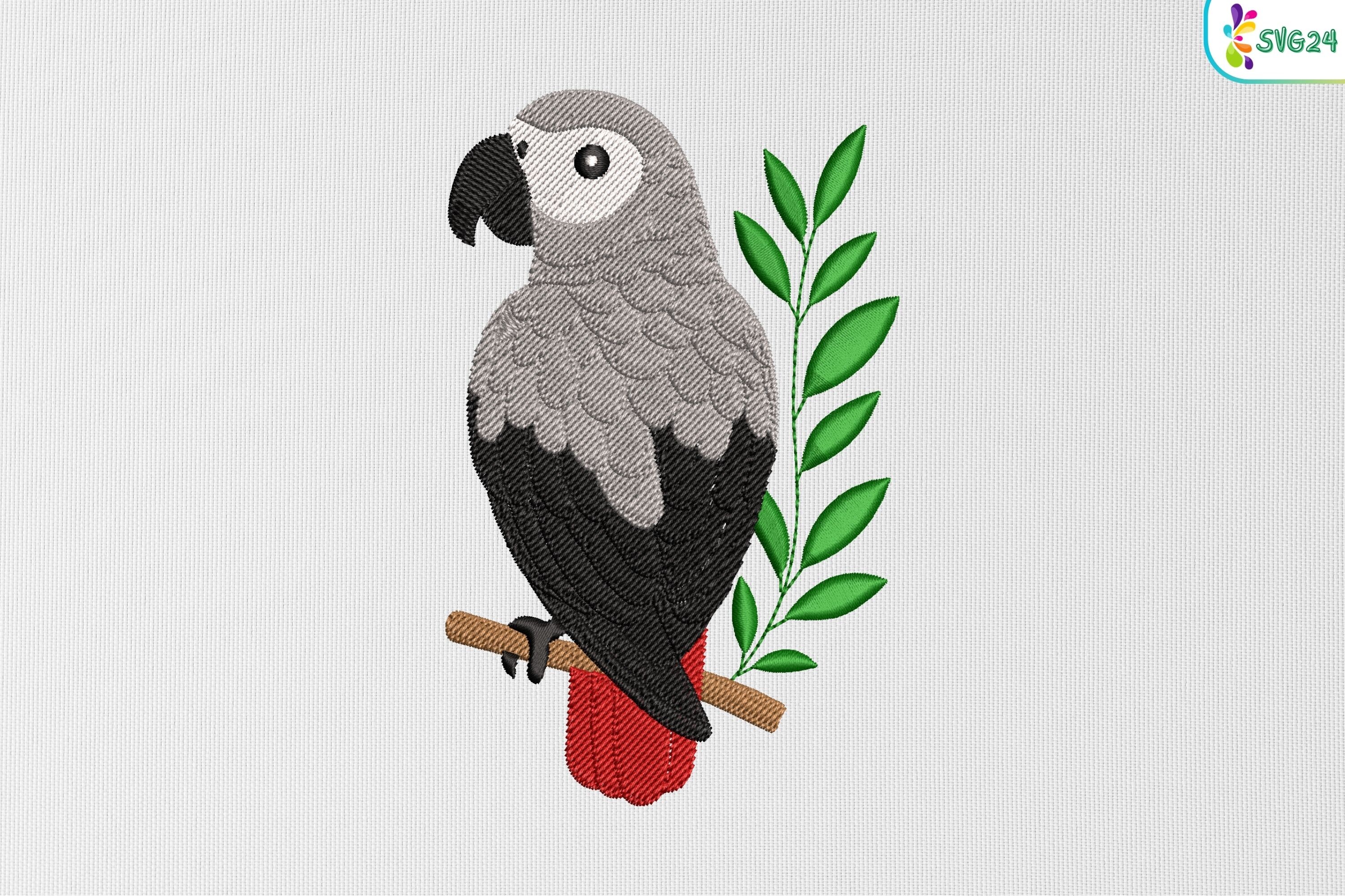 Tropical Bird on Branch with Leaves