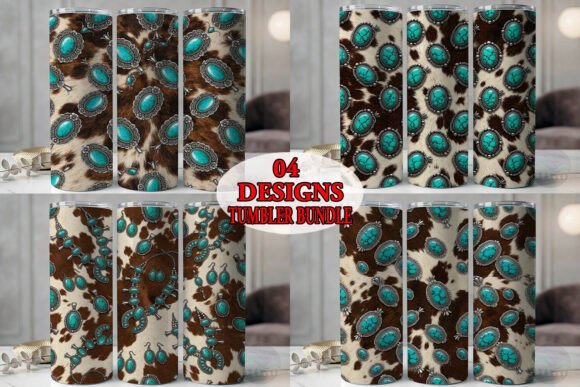 Turquoise Cowhide Jewelry Tumbler Bundle