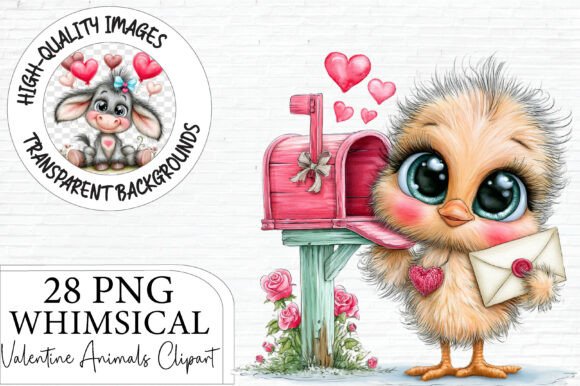 Valentine Animals Clipart Bundle