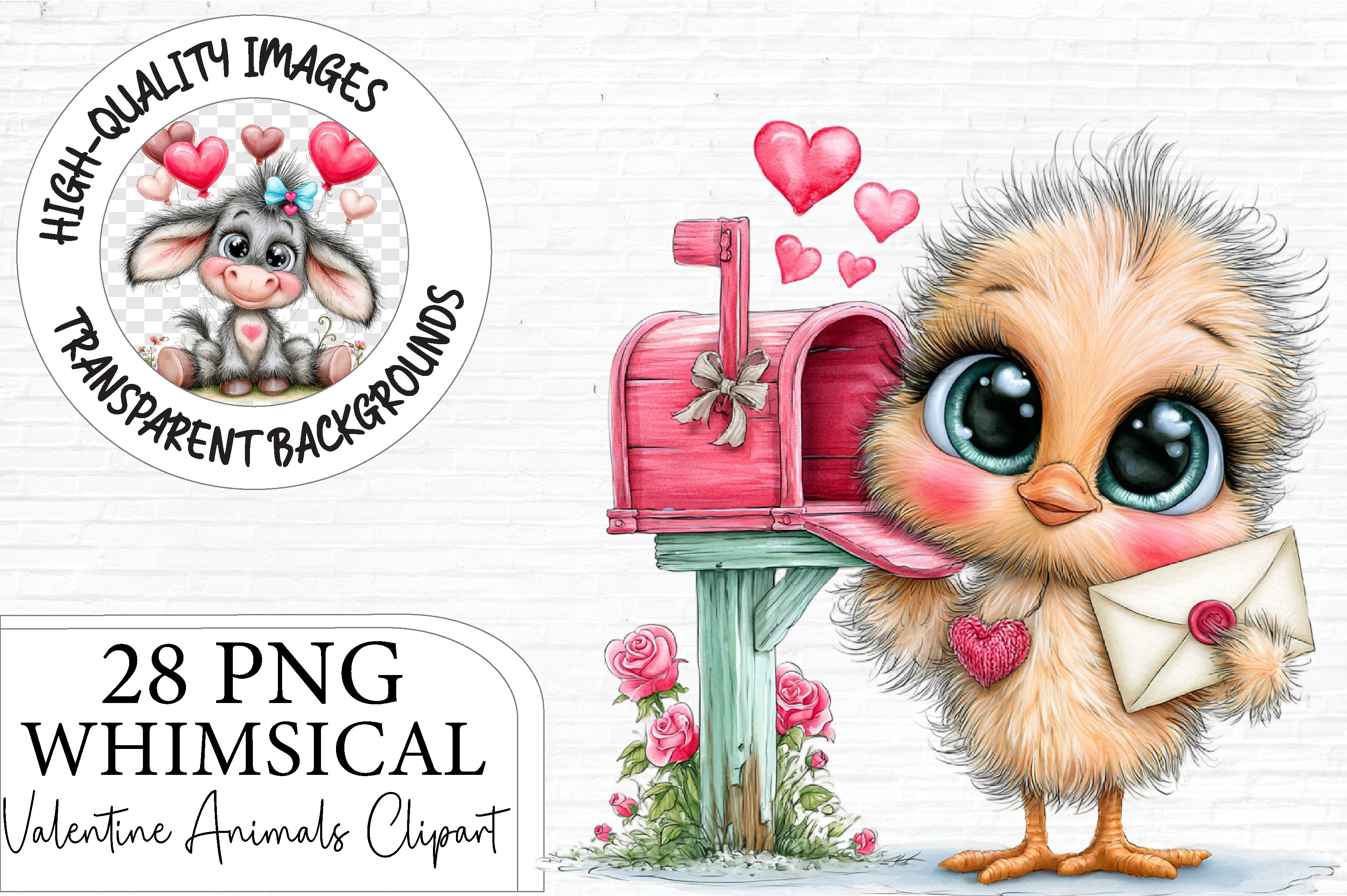 Valentine Animals Clipart Bundle