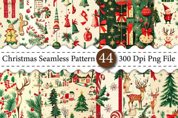 Vintage Christmas Seamless Digital Paper