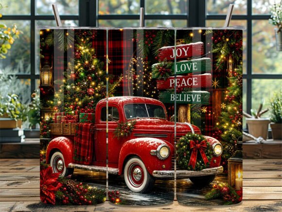 Vintage Christmas Truck Tumbler Wrap