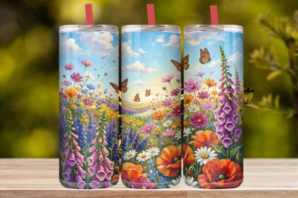Watercolor Cosmos Flower & Butterfly