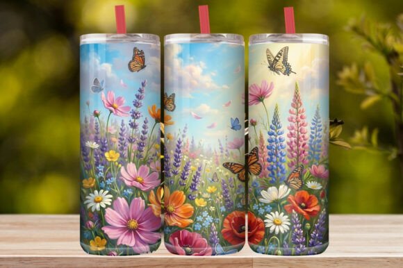 Watercolor Cosmos Flower & Butterfly