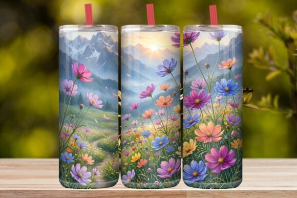 Watercolor Cosmos Flower & Butterfly