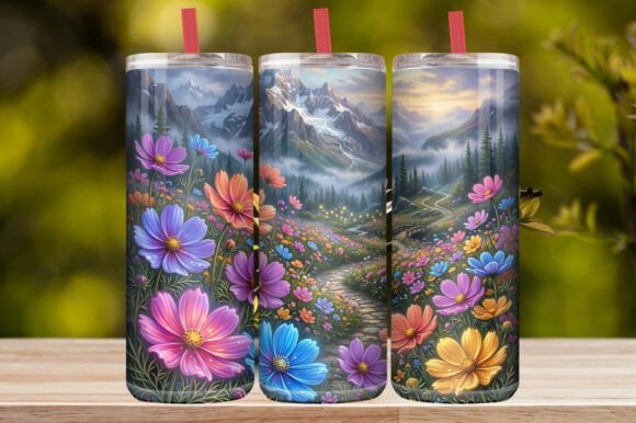 Watercolor Cosmos Flower & Butterfly