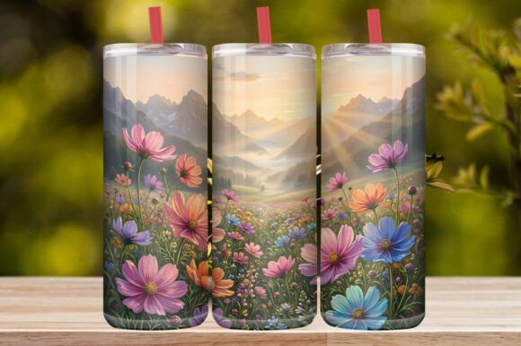 Watercolor Cosmos Flower & Butterfly