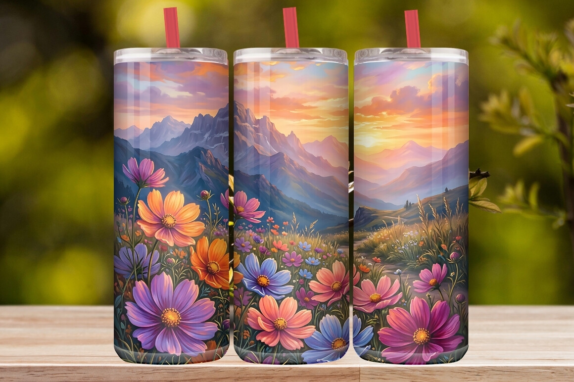 Watercolor Cosmos Flower & Butterfly