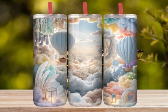 Watercolor Hot Air Balloon & Crescent
