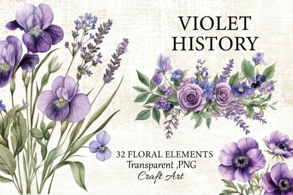 Watercolor Violet History Floral