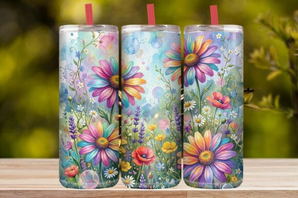 Watercolor Wildflower & Daisy Tumbler