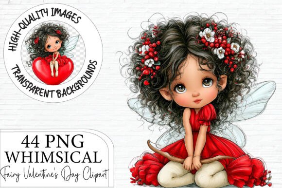 Whimsical Valentine's Day Fairy Clipart