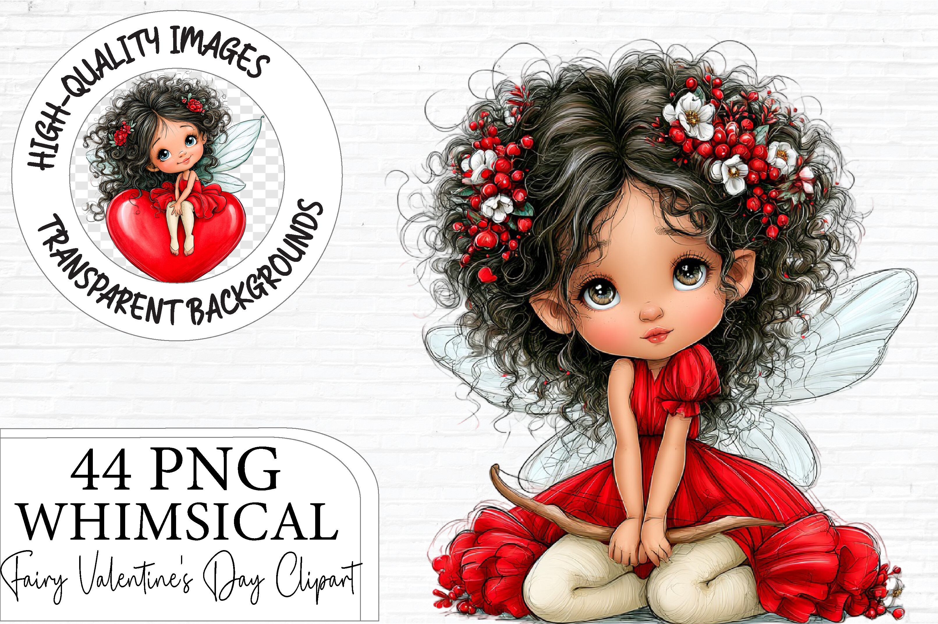 Whimsical Valentine's Day Fairy Clipart