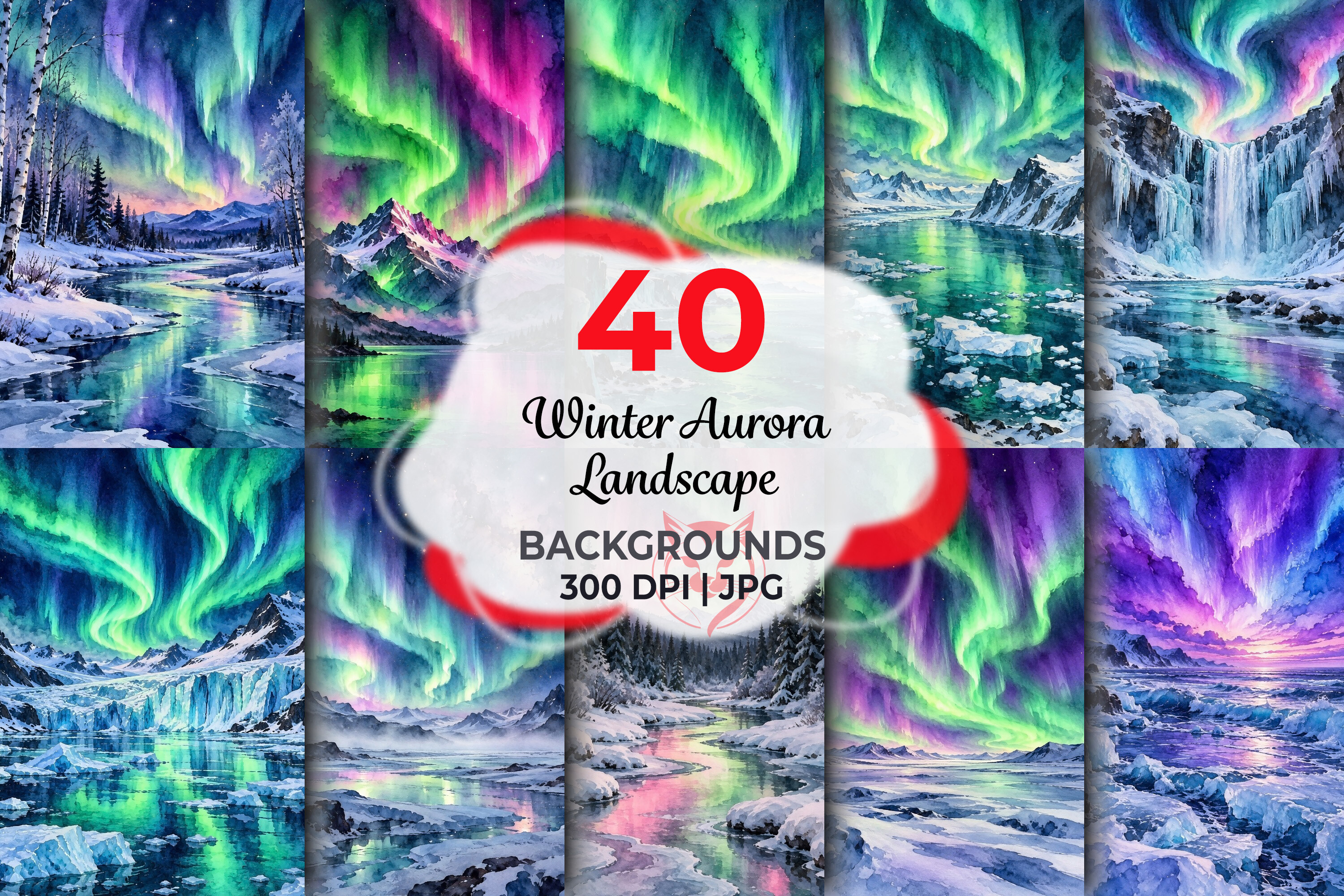 Winter Aurora Landscape Backgrounds