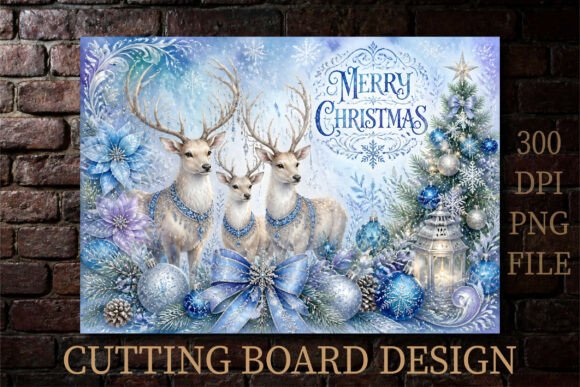 Winter Reindeer Xmas Cutting Board