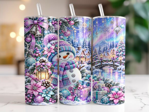 Winter Snowman Christmas Tumbler Wrap
