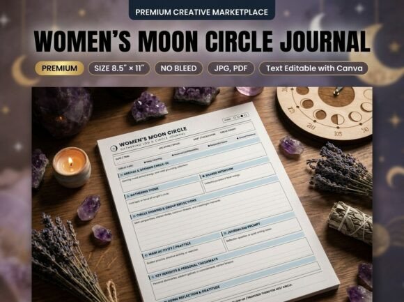 Womens Moon Circle Log Printable Planner