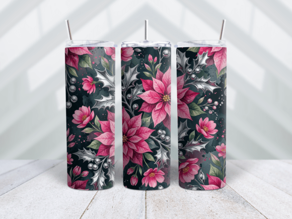 Y2K Chrome Pink Floral Tumbler Wrap