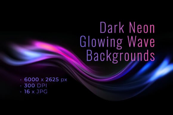 16 Dark Neon Glowing Wave Futuristic Bac