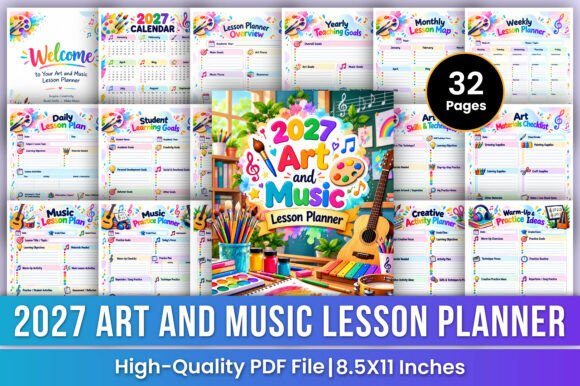 2027 Art and Music Lesson Planner Kdp