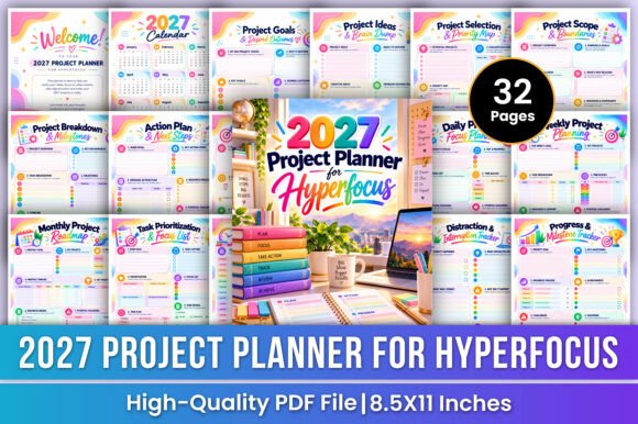 2027 Project Planner for Hyperfocus Kdp