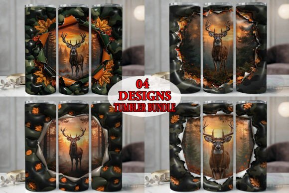 3D Buck Camo Sunset Tumbler Bundle