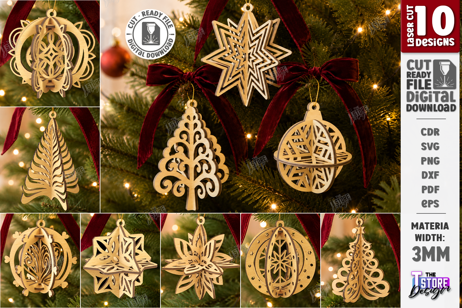 3D Christmas Ornament Laser Cut Bundle laser cut file