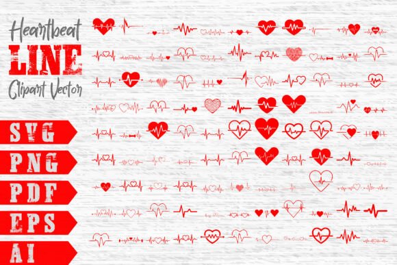 99 Heartbeat Line Clipart Vector