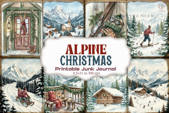 Alpine Christmas Junk Journal Paper